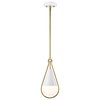 Nuvo Admiral 1-Light Pendant 6 in. Matte White and Natural Brass White Opal Glass 60/7922